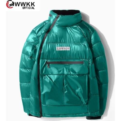 WWKK 2020 Winter Down Parka man Glossy Hooded Jackets Large Size Winter Warm Thick Parka Loose Coat Winter Women Jacket