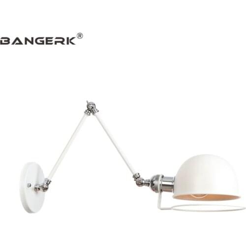 RH Industrial Long Arm LED Wall Lamp Loft Retro Sconce Wall Lights Fixtures Telescopic Folding Iron White Home Decor Lighting