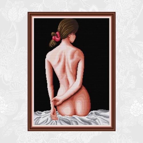 Joy sunday Sexy back view Cross Stitch kits, DIY Handmade Cross-stitch Crafts,14CT 11CT Printed Fabric Embroidery Needlework