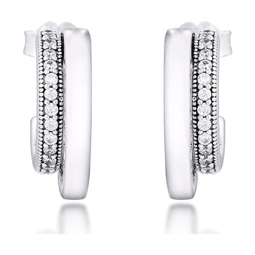 Pavé Double Hoop Earrings for Women Fashion Rose Golden Jewelry Round Shape Women Earrings Jewelry Accessories Girls Gifts