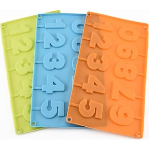 Silicone Chocolate Mold 0-9 Numbers Shape Lollipop Mold Handmade 3D DIY Pop Sucker Sticks Wedding Party Cake Decoration Tools