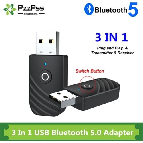 PzzPss USB Bluetooth 5.0 Adapter 3 In 1 Audio Receiver Transmitter 3.5mm AUX Stereo Adapter For TV PC Computer Car Accessories