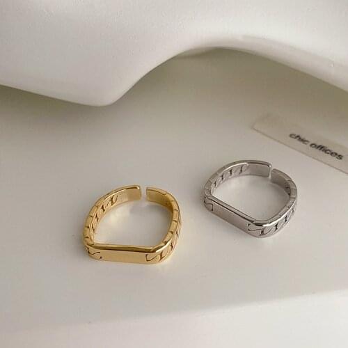 Minar Minimalist Retro Chunky Link Chain Rings for Women Gold Silver Color Metal Alloy Adjustable Open Ring Vintage Accessories