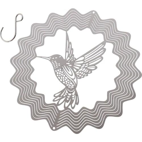 Hummingbird Wind Spinner Kinetic Metal Art Spinner Stainless Steel Garden Decoration Balcony Hanging Ornament Aesthetic Pendant