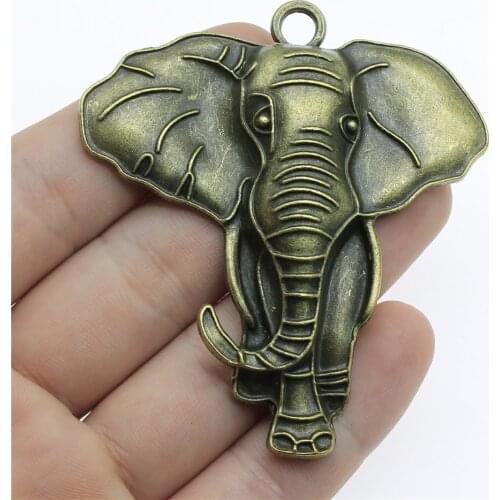 WYSIWYG 1pcs 71x63mm Big Elephant Pendants Antique Silver Color Elephant Pendants Charms Large Elephant Charm