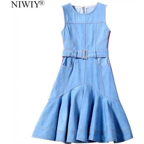 New Summer Sleeveless Joker Denim Dress Ropa Mujer Verano 2021 Blue Jeans Dress Roupas Femininas Strand Jurkjes N9497