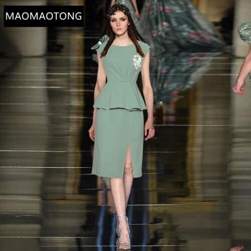 Womens Clothing Summer Fashion Runway Designer Office Lady O-neck Sleeveless Bow Ruffles Beading Solid Elegant Midi Dress 2XL