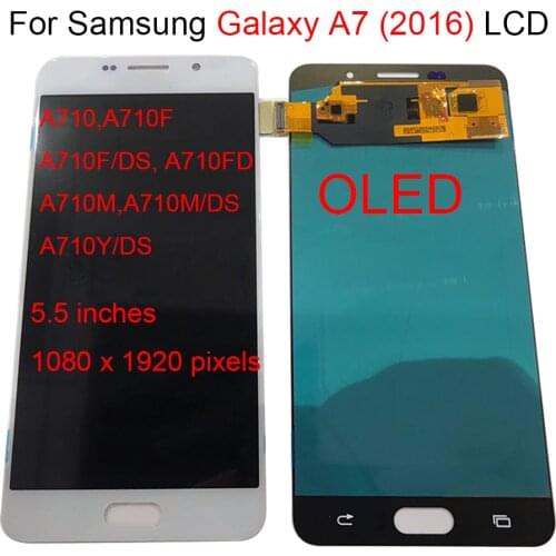 OLED LCD Display For SAMSUNG GALAXY A7 2016 A710 SM-A710F A710M Touch Screen Digitizer Assembly Replacement 5.5" LCD A710