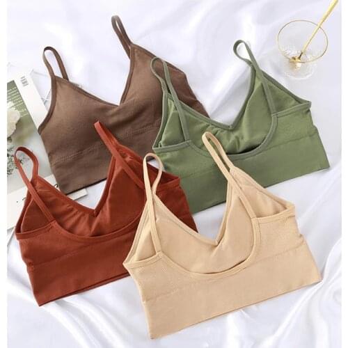 1pc Bras For Women Sexy Active Seamless Bra Women Top U Type Backless Tank Crop Top With Removable Padded Women Bra lingerie