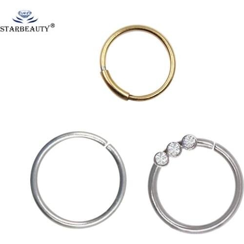 Starbeauty 1Pc New Trendy Nose Ring Vintage Rhinestone Stainless Steel Nose Hoop Ring For Women Femme Jewelry Bijoux