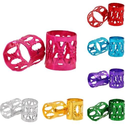100pcs Multi Color Dreadlock Braiding Beads Adjustable Hair Braid Metal Cuff Clip Clasp 8mm Hair Clip makeup tools
