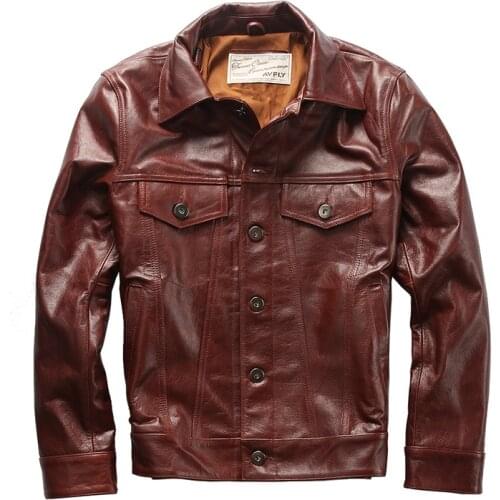 1813 Read Description! Asian Size Genuine Cow Skin Leather Jacket Mens Cowhide Casual Vintage Leather Jacket