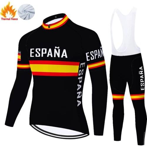 2021 Spain Winter Thermal Fleece Uniforme Ciclismo Hombre Cycling Jersey Men Cycling Jersey Fietskleding Heren 자전거의류