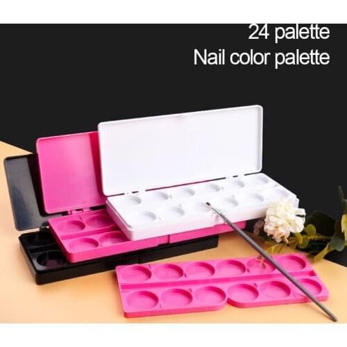 24 Cells Painting Tray nails Mixing Palette Paint Compartments Watercolor Paint Tray Palettes Plastic for nail gel Craft DIY Art