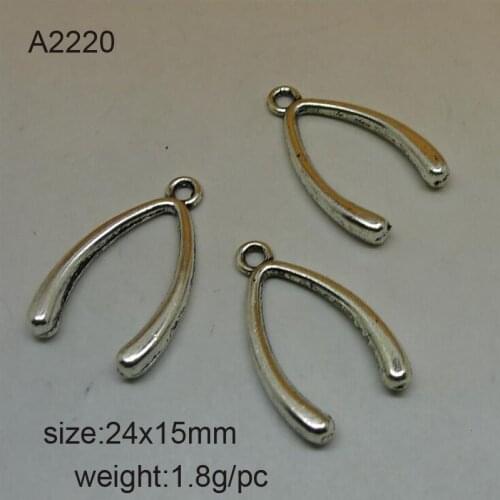 25pcs Antique Silver The Wishbone Alloy Charms Pendants 24x15mm
