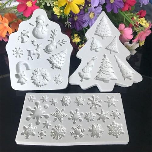 3pcs Christmas Fondant Mold Silicone for Candy, Chocolate, Cake Decoration, Resin, Clay X4YD
