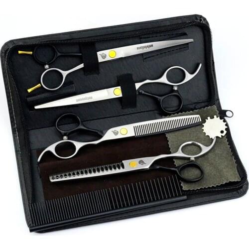 7 inch Pet Dog Cat Hair Clippers Pet Dog Gromming Scissors Pet Straight &Thinning & Up Curved Scissors Kit Pet Gromming Tools