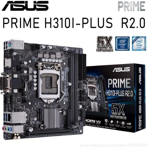 Asus LGA 1151 PRIME H310I-PLUS R2.0 H310 Motherboard PC M.2 i7 i5 i3 PCI-E 3.0 DDR4 32GB Support HIFI PCI ATX Placa-mãe New