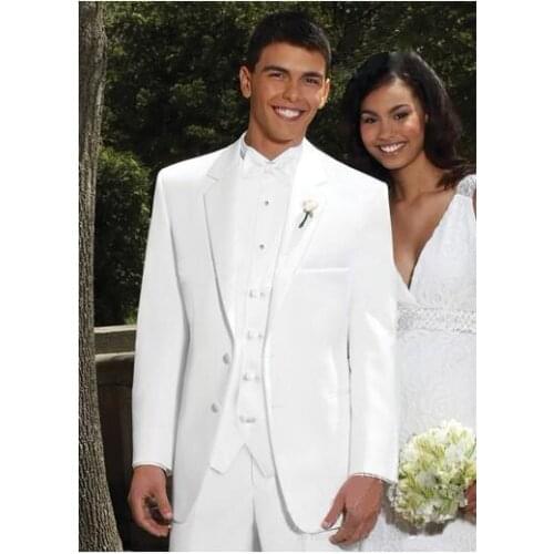 Bestmen Bridegroom Suits Notch Lapel Two Buttons Wite Tuxedos Fashion Wedding Party Prom Terno Masculino High Quality Slim Fit