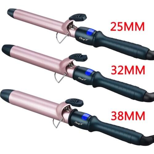CkeyiN 25MM 32MM 38MM Professional Hair Curler Roller Electric Ceramic Curling Iron Wand LCD Display Big Curl Hair Styling Tools