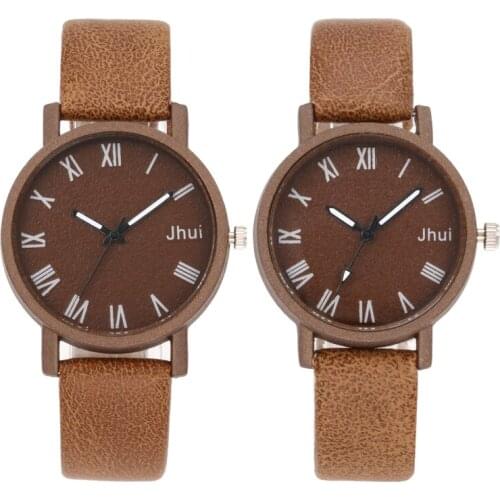 Brand Leather Watch Luxury Classic roman number Watch Vogue Casual Simple Quartz Wristwatch Clock Women Watches for couple