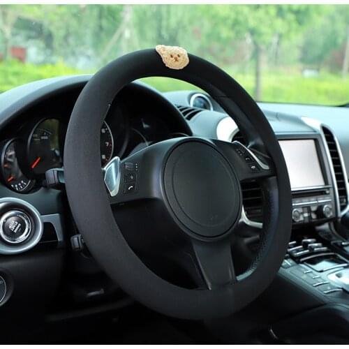 Cartoon Embroidery Bear Car Steering Wheel Cover Steering Covers for Girls Women Wheel Protector Cases Universal 38CM 15 Inch