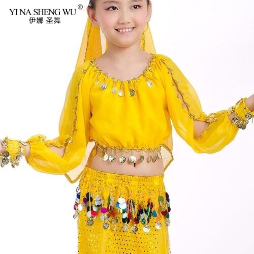 Child Oriental Belly Dance Costumes Top Competition Kids Outfits Girls Indian Short/Long Sleeves Top Bellydance Accessories Tops