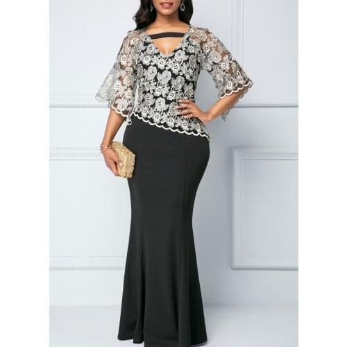 New Lace V-neck Slim Wrapped Butt Fishtail Dress Long Womens Skirt Sexy Large Size Skirt