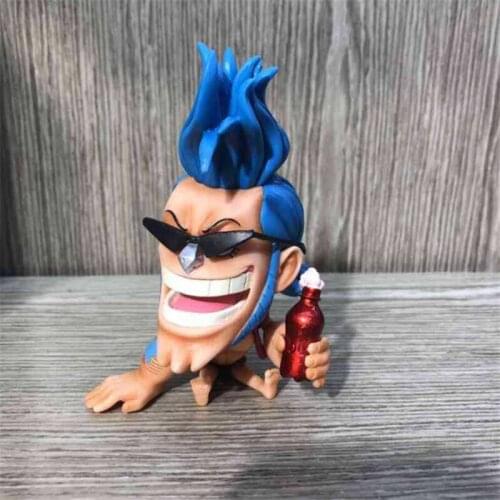 One Piece FRANKY Cute Ver. Q Laughing Out SittingPVC Action Figures OP Luffy Zoro Lovely Collectibles Model 10cm