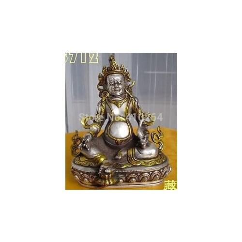 GANG 16 cm tall Tibetan Buddhist bronze silver KUBERA EINZIGARTIG Dzambala buddha Statue