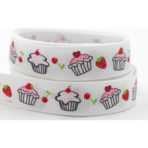 [IuBuFiGo] 5/8"(16mm) Children Grosgrain Printed Ice cream Ribbon 100yard/lot