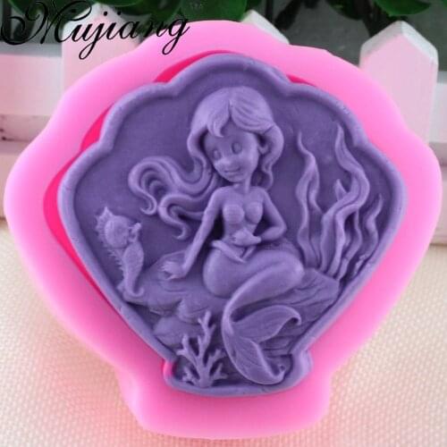 Beautiful Mermaid Craft Art Silicone Soap Molds Resin Clay Candle Mold DIY Kitchen Bakeware Chocolate Cupcake Moulds Q122