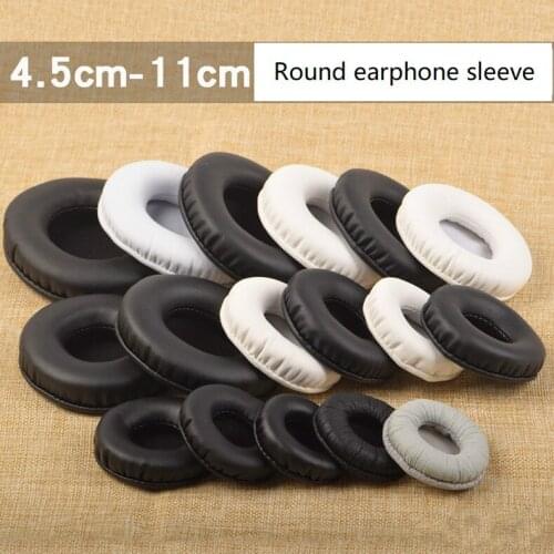 Round earphone cover 45-110mm sponge cover 55 65 70 75 80 90 100mm leather ear pads cover earmuffs cotton cushion
