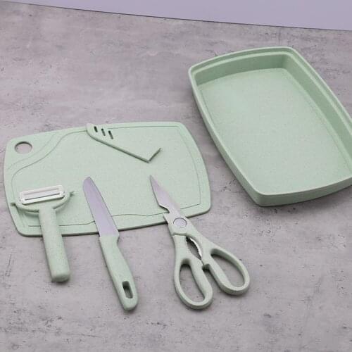 Kitchen Fruit Plate Sets Cutting Board Sets Kitchen Knife Cutting Board Scissors Peeler Fruit Knife Multiple Colour Can Choose