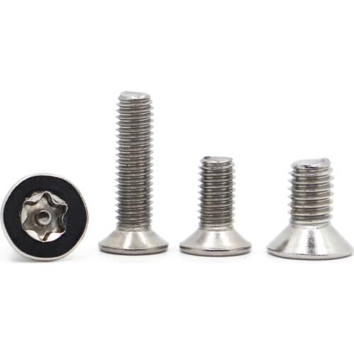 M2 M2.5 M3 M4 M5 M6 304 Stainless Steel Six Lobe Torx Flat Countersunk Head Bolt with Pin Tamper Proof Anti Theft Security Screw