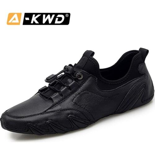 Fashion Summer Breathable Driving Shoes Genuine Leather Loafer Shoes Men Lace-up Mens Shoes Casual Leather Heren Schoenen Leer