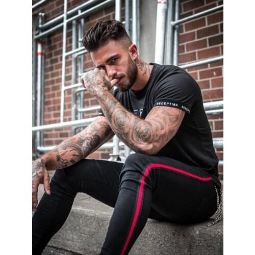 Male hoome pantalon Summer Mens Skinny Jeans, Denim Jogger Pants Slim Fit Distressed Ripped Holes Pencil Washed Trousers hombres