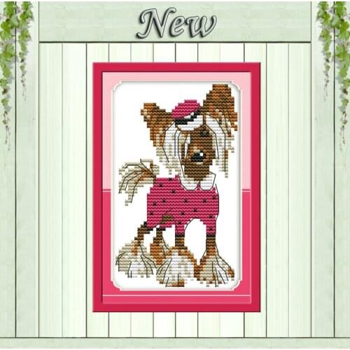 A lady dog lovely NKF home decor Counted Print on canvas DMC Needlework Kits Embroidery Sets 14CT 11CT DIY Cross Stitch painting