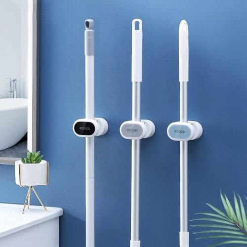 1Pcs Mop Broom Holder Wall Mounted Mop Holder Household Adhesive Storage Broom Hanger Mop Hook Racks Kitchen Bathroom Organizer