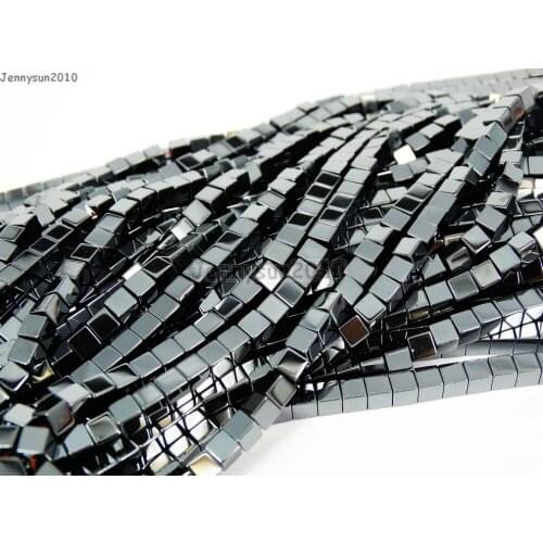 Natural Hematite Healing Gems Stones Square Cube 6mm Beads Non Magnetic Metallic Hematite 15.5'' Jewelry Making 10 Strands/Pack
