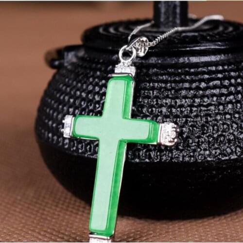 Natural Malay jade Cross Butterfly 925 Silvery Jade Pendant Jewelry Lucky Exorcise evil spirits Amulet Jade Pendant Fine Jewelry