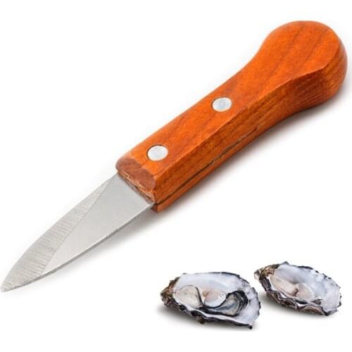 Justdolife Stainless Steel Oyster Shucker Wood Handle Non-Slip Oyster Opener Scallop Opener Seafood Scallop Knife Seafood Opener
