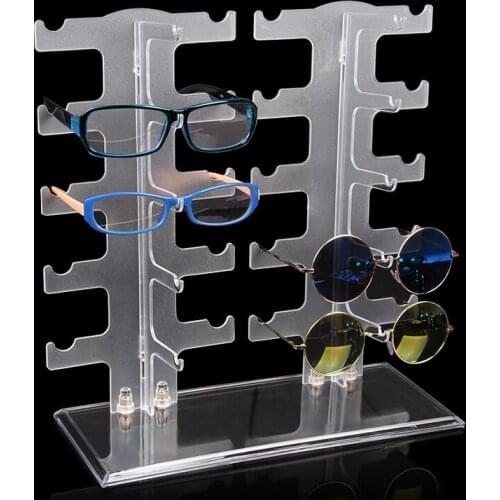 Wholesale 2 Frosted Plastic Glasses Sunglass Display Stand Holder Rack For 10 Pairs 120411RY-SUNS04I