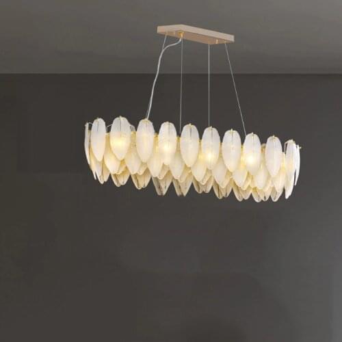 Oval Nordic Feather Pendant Lamp Creative Hanging Lights Bedroom Dining Room Indoor Decoration Ceiling Suspensi Chandelier