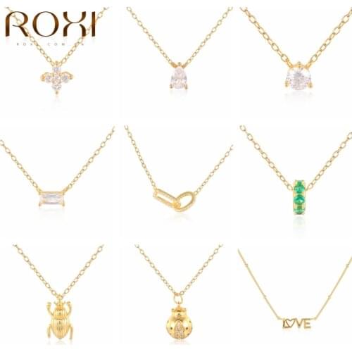ROXI Shiny Pendant Necklace for Women Inlaid Cubic Zirconia Charm Choker Necklaces 925 Silver Bohemian Exquisite Jewelry Gift