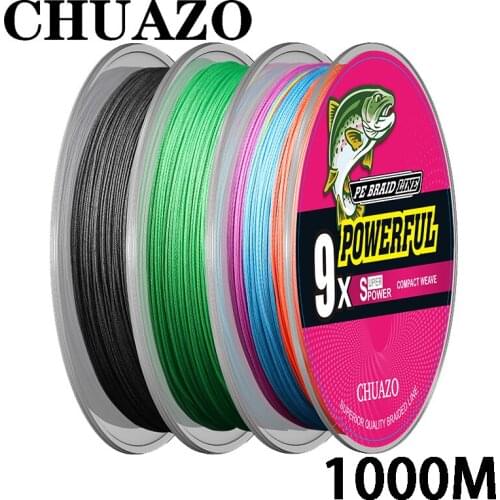 CHUAZO 1000M X9 Braided Fishing Line 6KG-78KG BraidedJapan PE Braided Line Fishing Tackle Fishing Gear Accessories