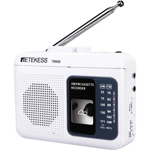 Retekess TR606 FM/AM Portable Radio with Cassette Playback Voice Recorder Support Built-in/External Microphone Recording