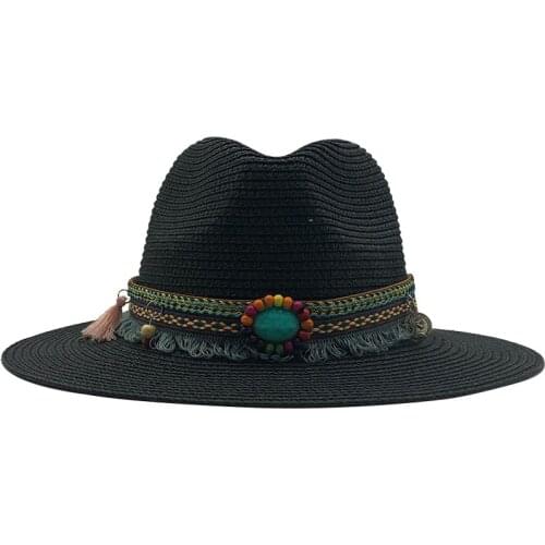 2020 New Summer Womens Jazz Caps hats For men with Wide Birm Girl Straw Vintage Hat Floppy Sun Beach Church Cap Gorros