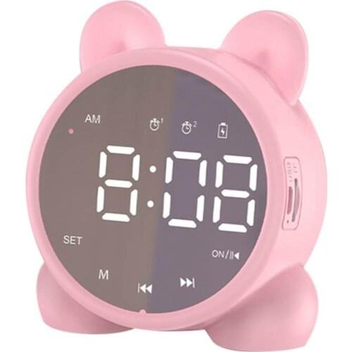 Cute Cat Bluetooth Speaker Alarm Clock, Led Digital Clock Girls Bedside Alarm Clock Wake Up Temperature, Snooze Alarm clock