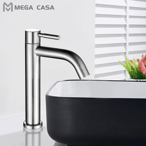Bathroom Basin Sink Faucet Single Handle Bathroom Faucet Stainless Steel Bathroom basin water taps Single Cold Water Tap